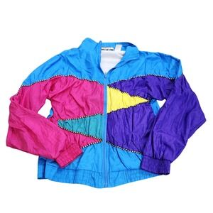 Vintage Longstreet Jacket Mens Medium Tall Multicolor Colorblock Windbreaker